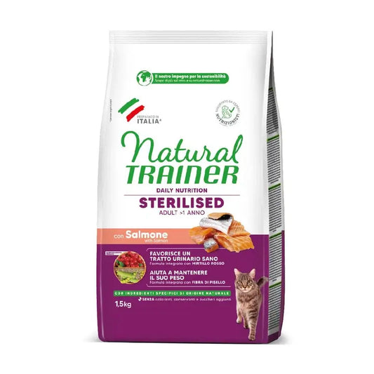 Natural Trainer Feline Adult Esterilizado Salmon 1,5Kg, pienso para gatos