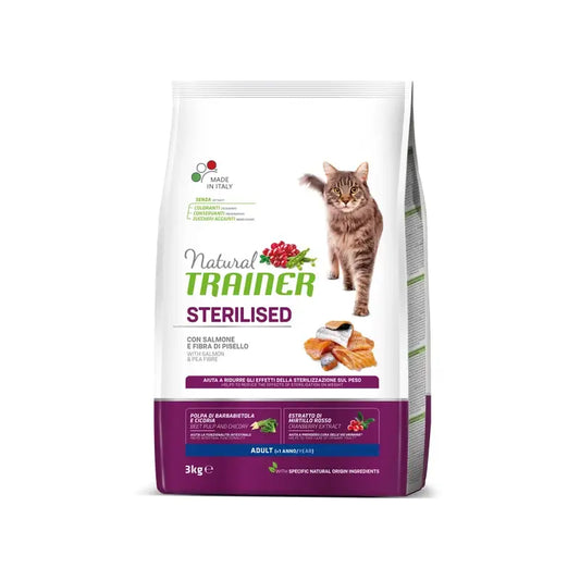Natural Trainer Feline Adult Esterilizado Salmon 3Kg, pienso para gatos