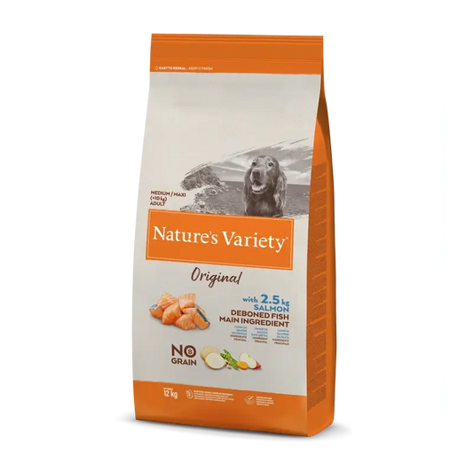 Nature'S Variety Canine Adult Original Md/Mx Salmon 12Kg, pienso para perros