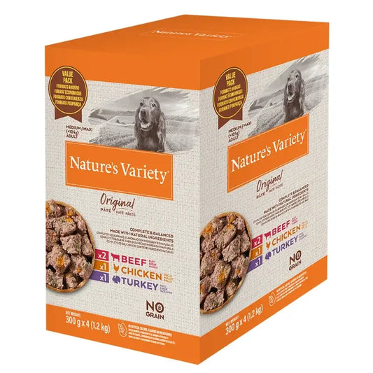 Nature'S Variety Canine Original Adult Pate Med Max Pack 4X300Gr, comida húmeda para perros