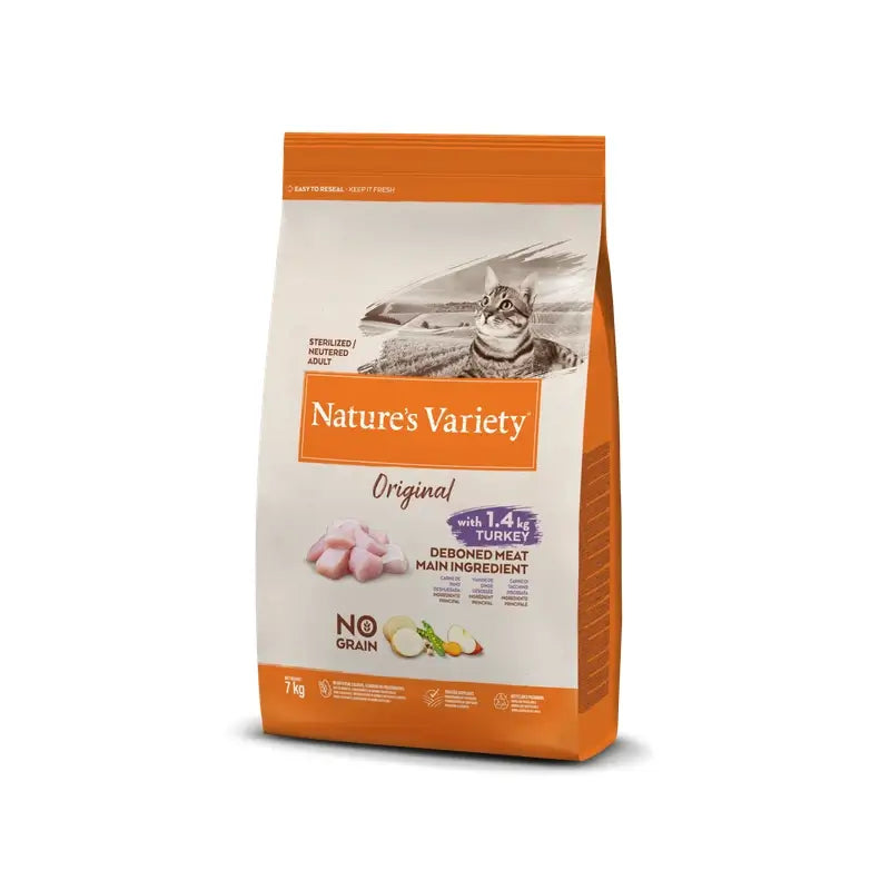 Nature'S Variety Feline Adult Original Esterilizado Pavo, 7 kg, pienso para gatos
