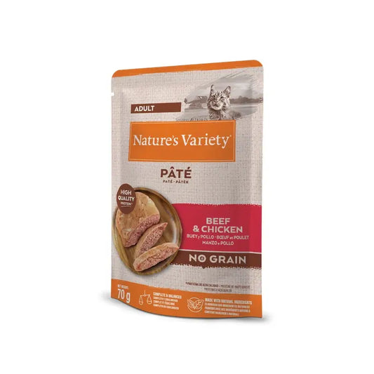 Nature'S Variety Feline Adult Original Pate Buey Pollo, 12 x 70 g, snack para gatos