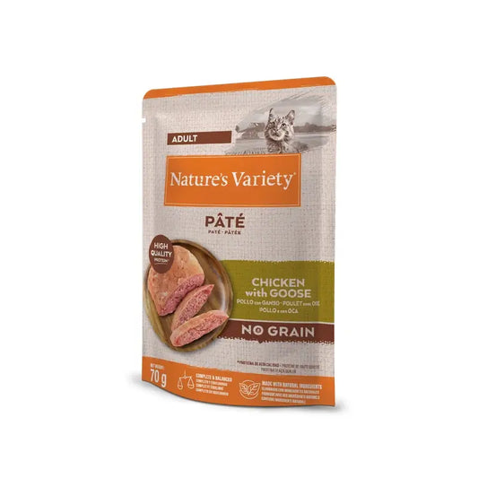Nature'S Variety Feline Adult Original Pate Pollo Ganso, 12 x 70 g, snack para gatos