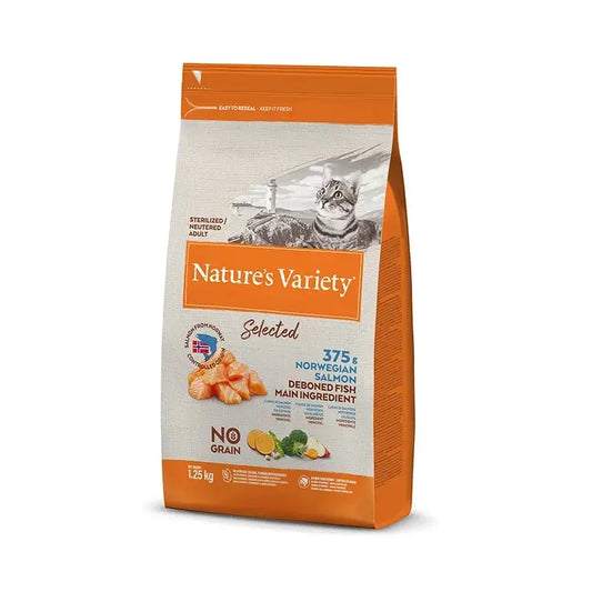 Nature'S Variety Feline Adult Selected Esterilizado Salmon 1,25Kg, pienso para gatos