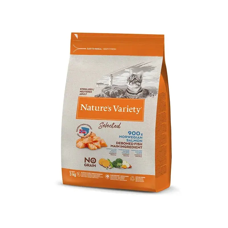 Nature'S Variety Feline Adult Selected Esterilizado Salmon 3Kg, pienso para gatos