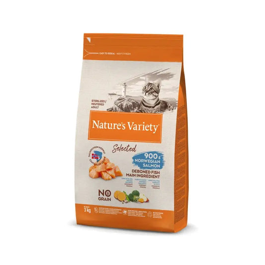 Nature'S Variety Feline Adult Selected Esterilizado Salmon 3Kg, pienso para gatos