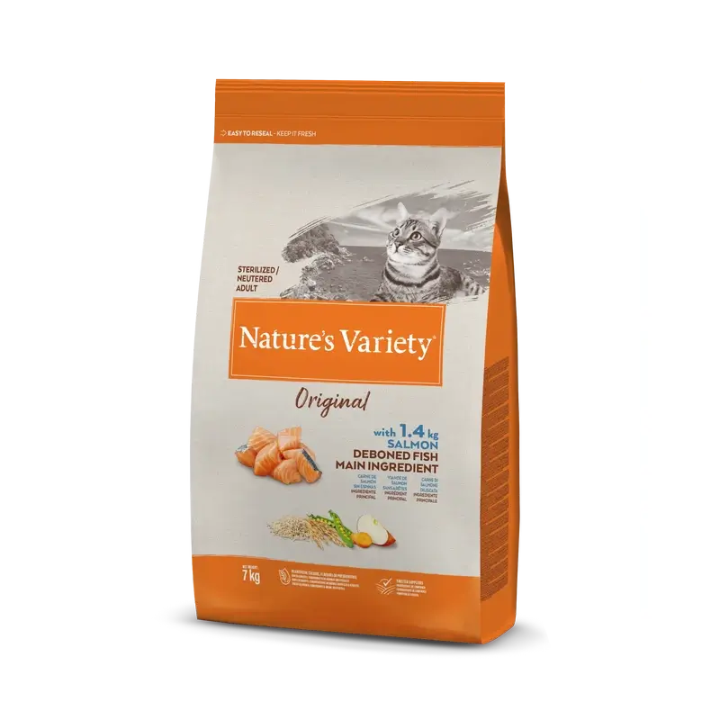Nature'S Variety Original Feline Adult Esterilizado Salmon, 7 kg, pienso para gatos