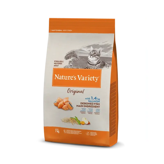 Nature'S Variety Original Feline Adult Esterilizado Salmon, 7 kg, pienso para gatos