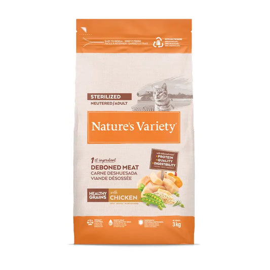 Nature'S Variety Pienso Healthy Grain Para Gatos Esterilizados, Con Pollo, Natural, 3 kg