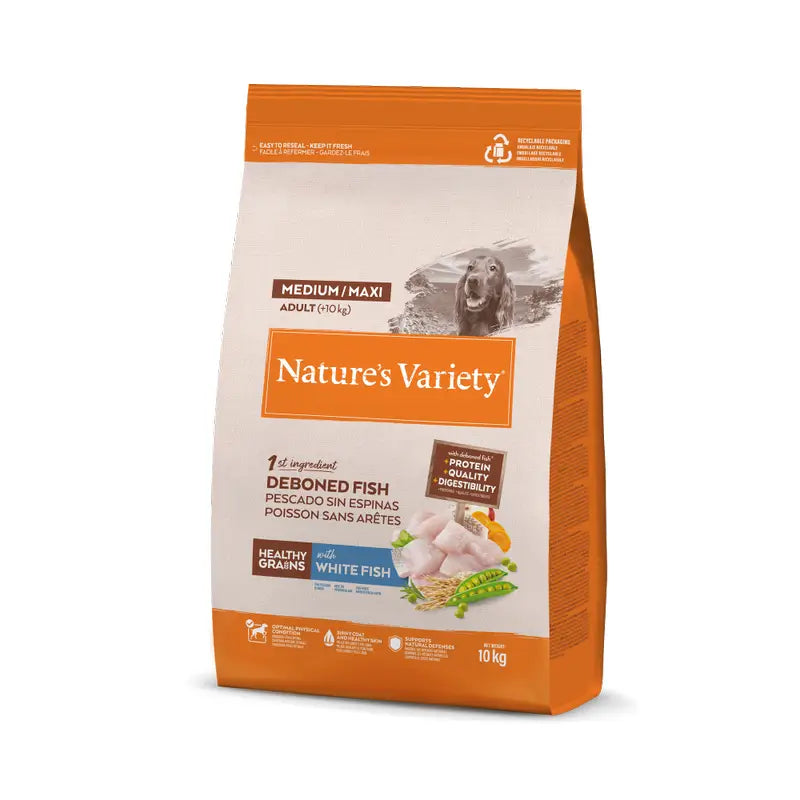 Nature'S Variety Pienso Para Perros, Medium, Con Pescado Blanco, Natural, 10 kg