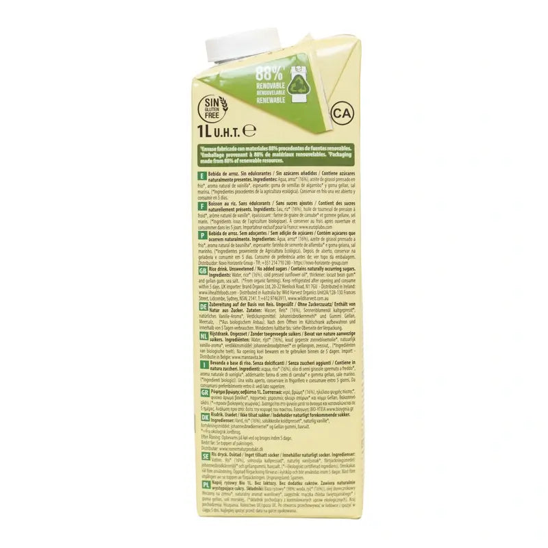 Naturgreen Arroz Sin Azúcares Añadidos Bio 1L, 1 l