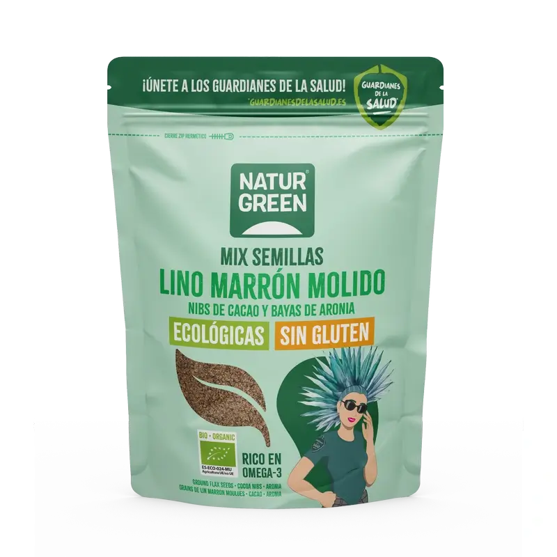 NaturGreen Semillas De Lino, Nibs Cacao Y Aronia Bio 150 g