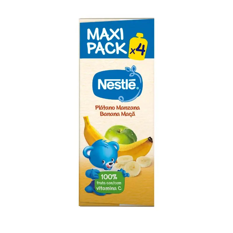 Nestlé Bolsita Plátano y Manzana, 4X90 gr