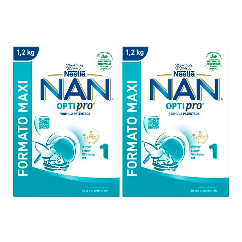 Nestlé Nan Optipro 1 Leche de Inicio, 2X1200 gr