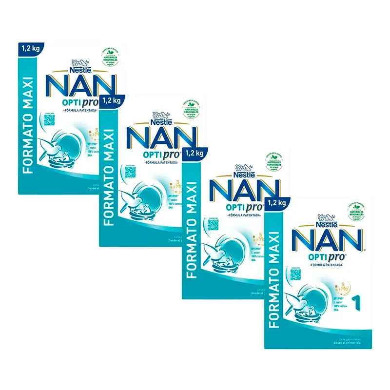 Nestlé Nan Optipro 1 Leche de Inicio, 4X1200 gr