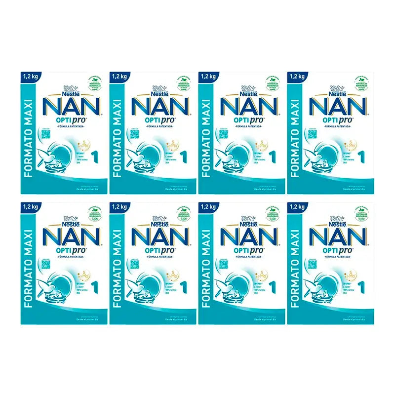 Nestlé Nan Optipro 1 Leche de Inicio, 8X1200 gr