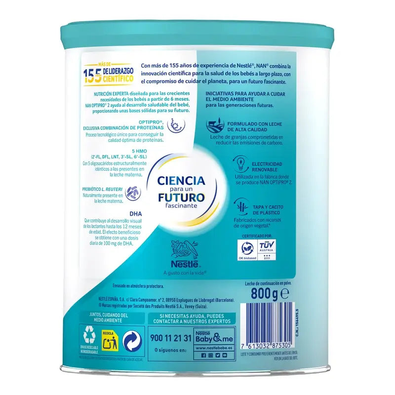 Nestlé Nan Optipro 2 Leche de Continuación, 800 gr