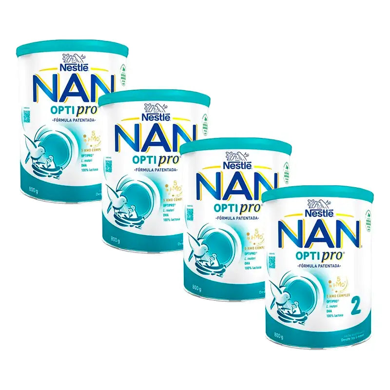 Nestlé Nan Optipro 2 Leche de Continuación, Pack 4X800 gr
