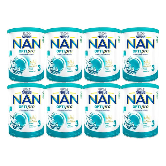 Nestlé Nan Optipro 3 Leche de Crecimiento, 8X800 gr