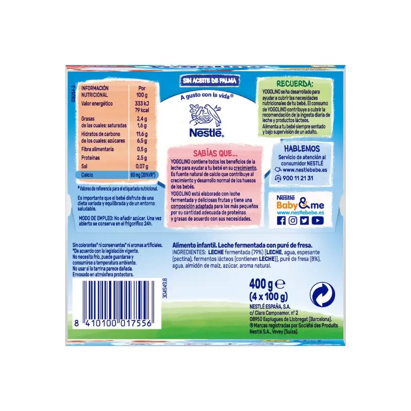 Nestlé Yogolino Fresa, 4X100 gr