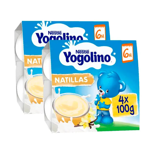 Nestlé Yogolino Postres Natillas Sabor Vanilla, Pack 2, 4X100 Gr