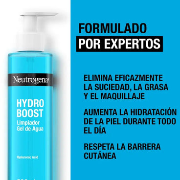 Neutrogena Hydro Boost Gel Limpiador Facial Ácido Hialurónico, 200 ml