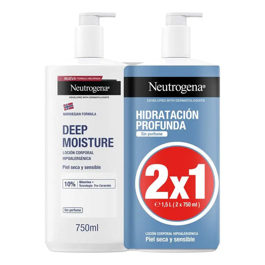 Neutrogena Crema Corporal Hipoalergénica Sin Perfume, 2x750ml