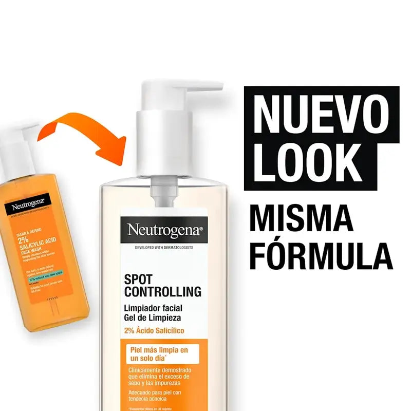 Neutrogena Spot Controlling Gel Limpiador Facial, 200 ml
