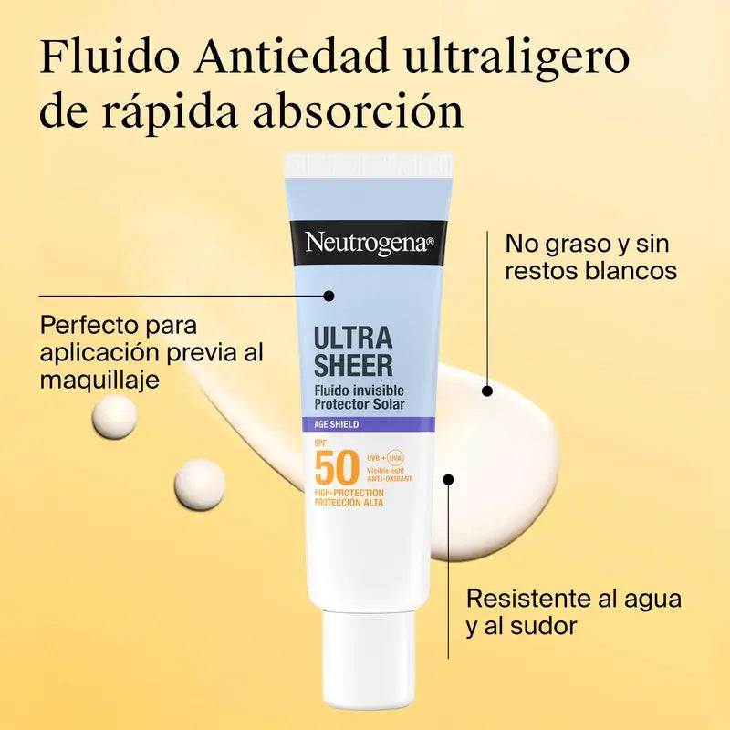 Neutrogena Ultra Sheer Fluido Invisible Anti-Edad Spf50, 50 ml