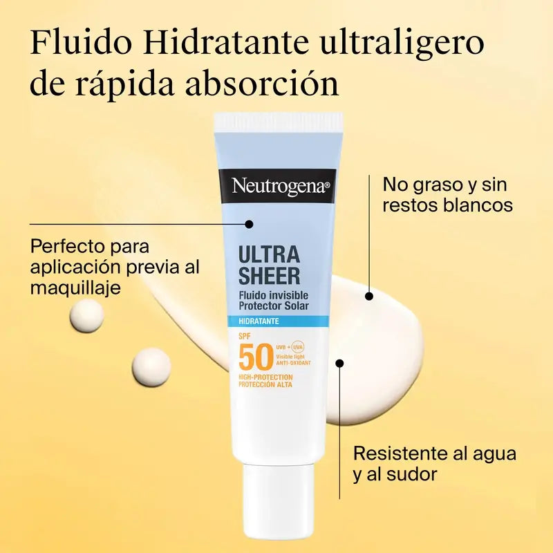 Neutrogena Ultra Sheer Fluido Invisible Hidratante Spf50, 50 ml