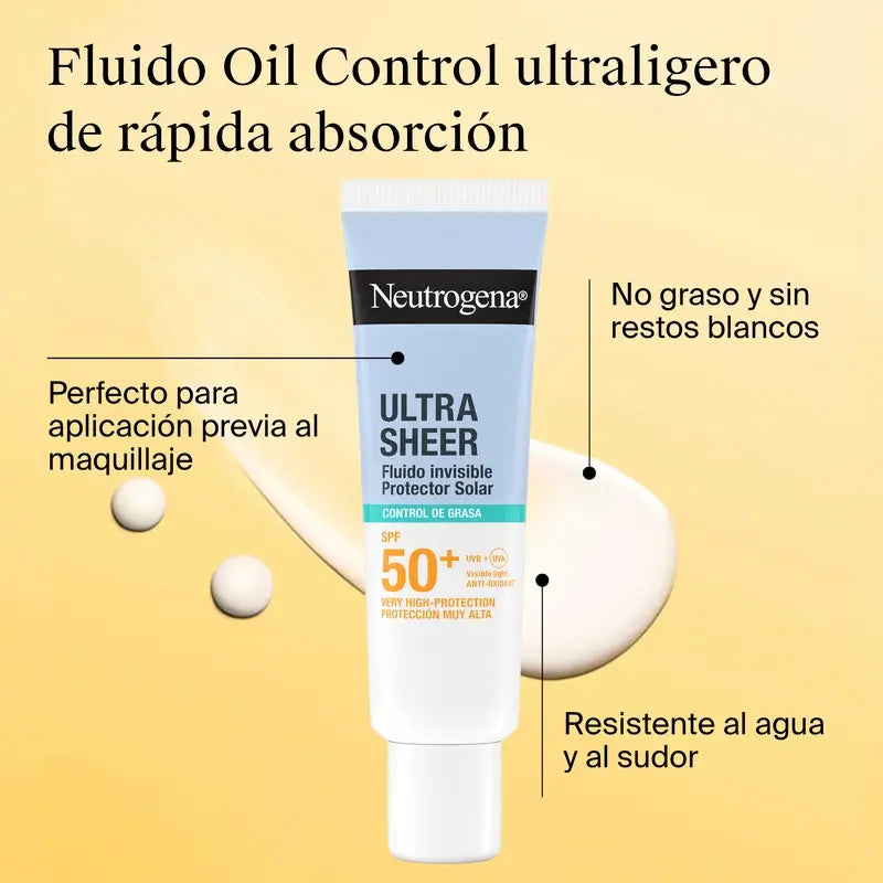 Neutrogena Ultra Sheer Fluido Invisible Oil Control Spf50+, 50 ml