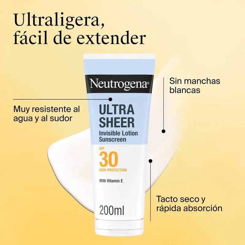 Neutrogena Ultra Sheer Loción Invisible Hidratante Spf30, 200 ml