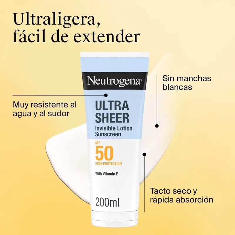 Neutrogena Ultra Sheer Loción Invisible Hidratante Spf50, 200 ml