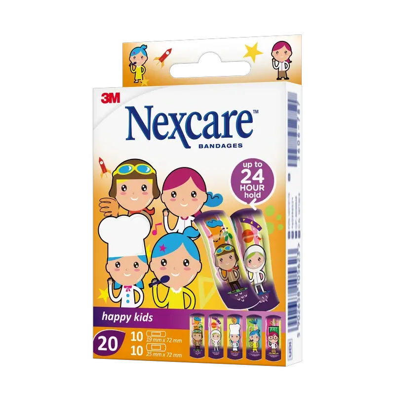Nexcare Kids  Tira Protectora Infantil Diseño Profesiones Surtido , 20 unidades