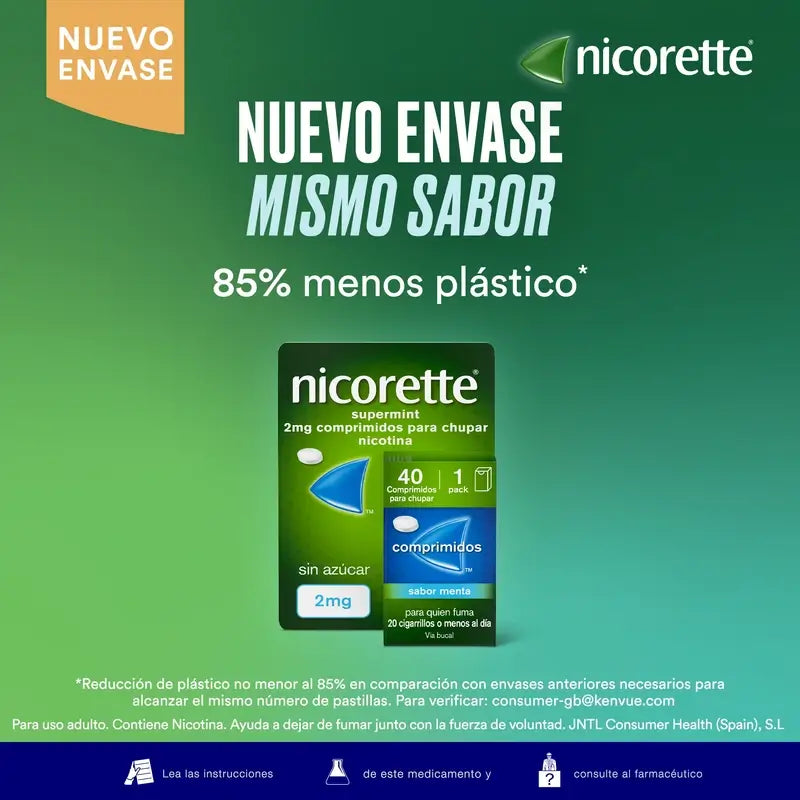 Nuevo envase Nicorette® Supermint 2 mg, 40 comprimidos
