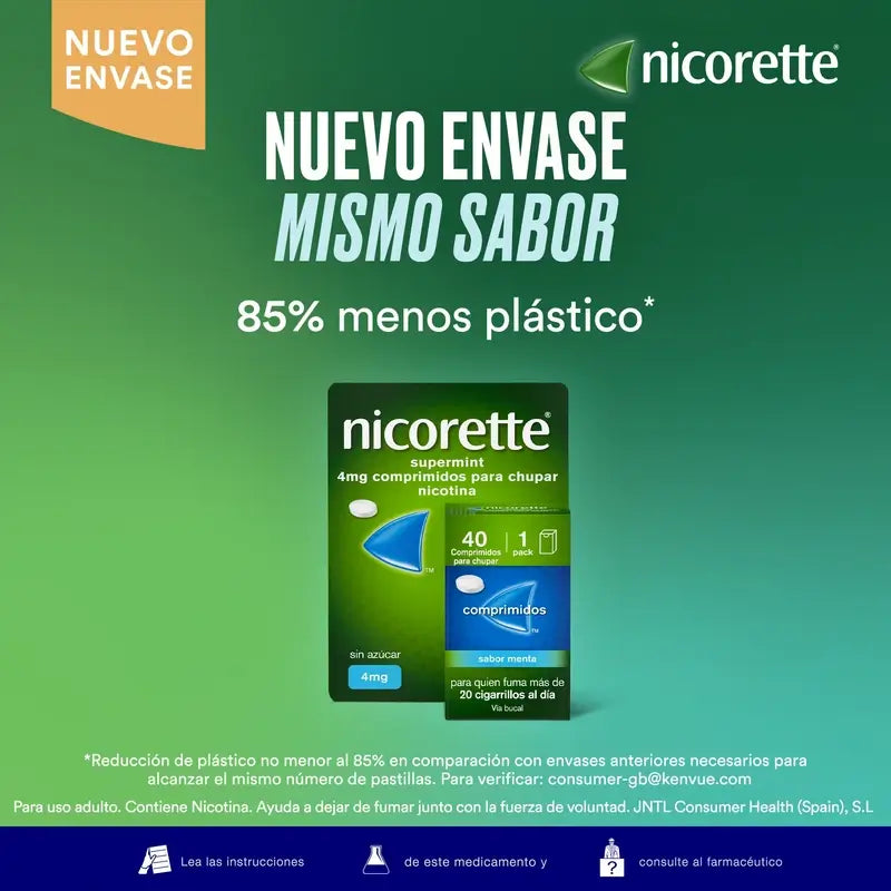 Nuevo envase Nicorette® Supermint 4 mg , 40 tablets
