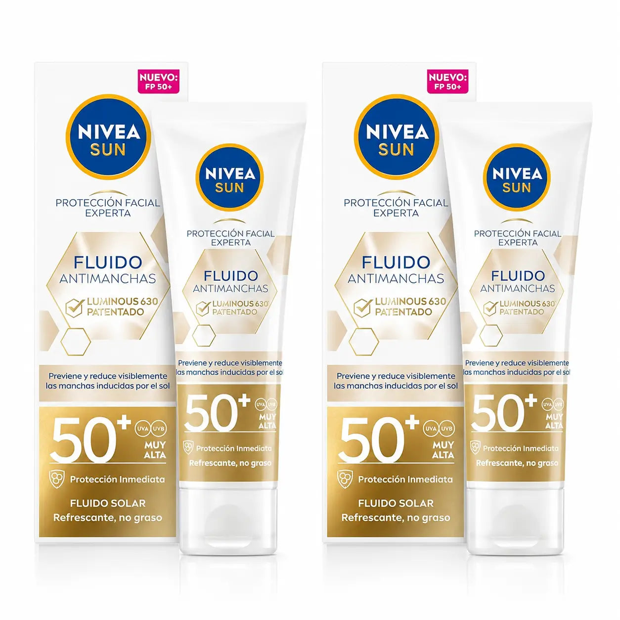 Nivea Sun Luminous 630 Fluido Solar Antimanchas Fp50, 40 ml, pack 2