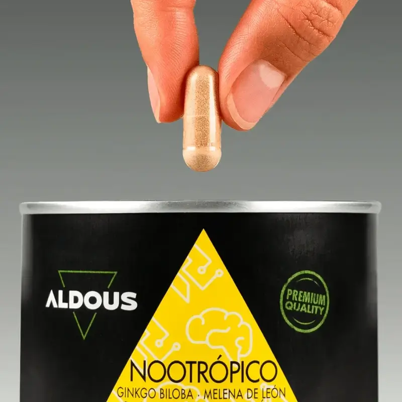 Aldous Labs Nootrópico con Ginkgo Biloba, Melena de León, Cafeína, Bacopa, Tirosina, Teanina y Huperzina A