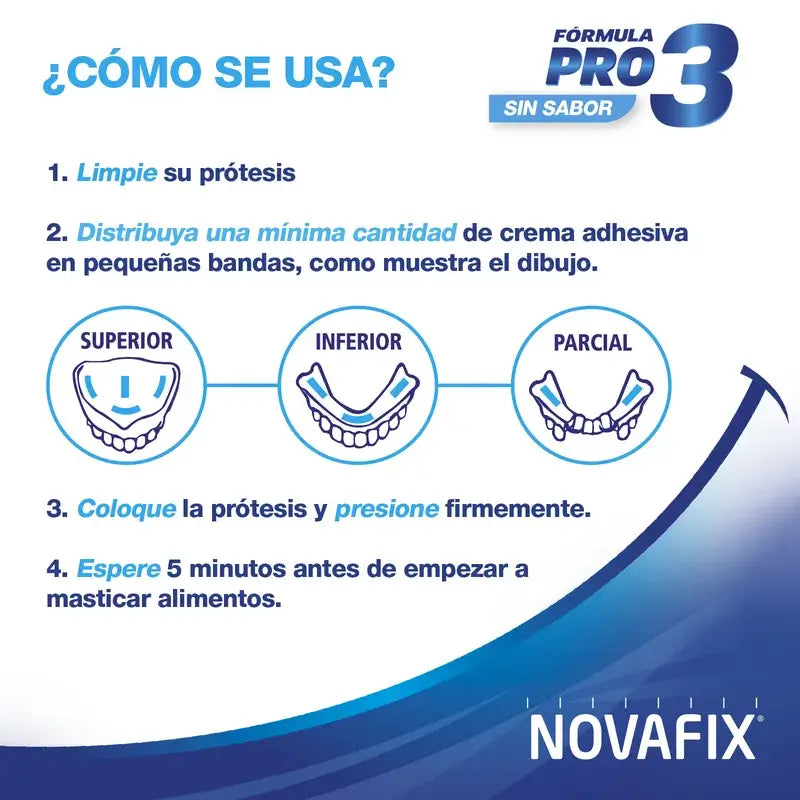 Novafix Pro3 Sin Sabor Crema Adhesiva Para Dentaduras Postizas , 50 gr