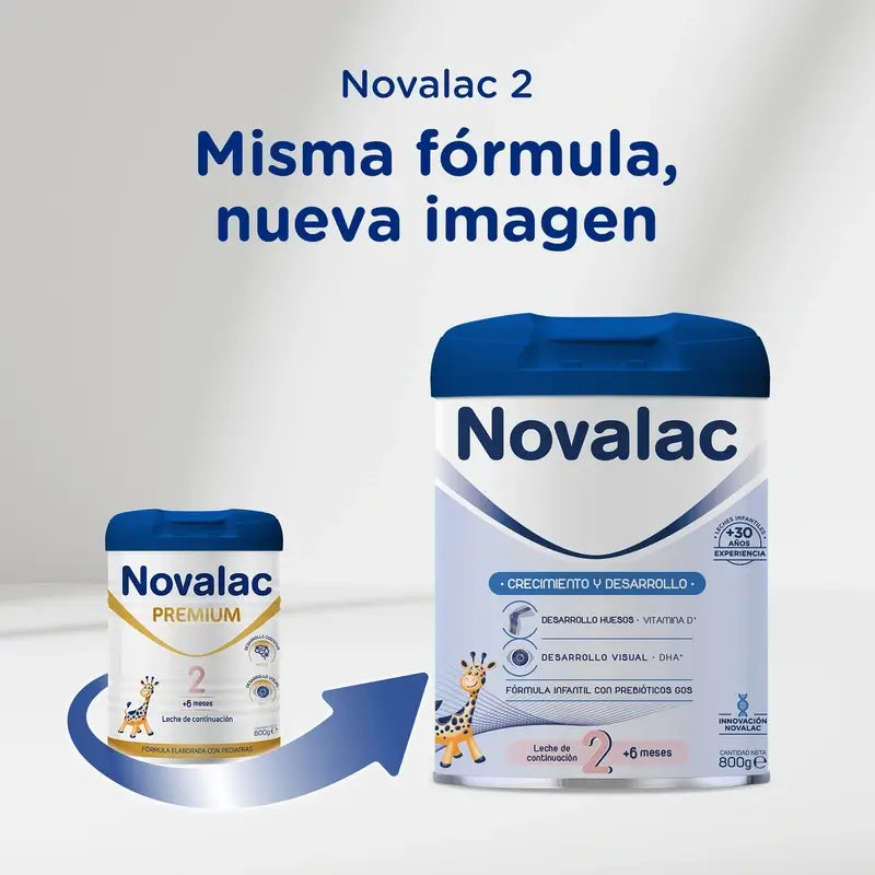 Novalac Premium 2 Leche de Continuación, Pack 8 X 800 gr