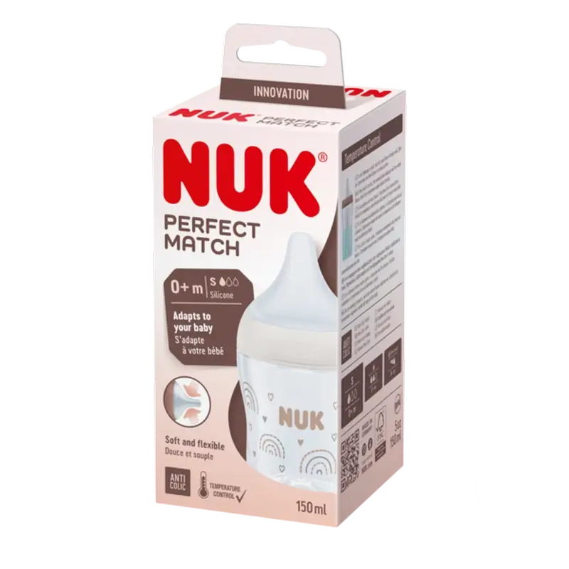 Nuk Biberon Perfect Match Pp Silicona 0-6M Flujo S Arcoiris , 150 ml