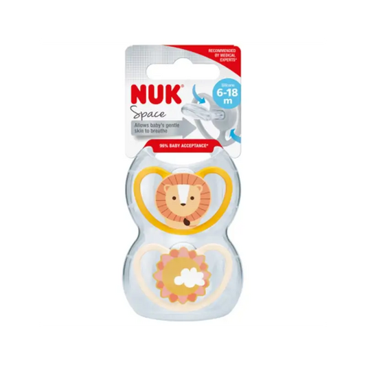 Nuk Chupete Space Leon/Sol T2 6-18M Silicona , 2 unidades