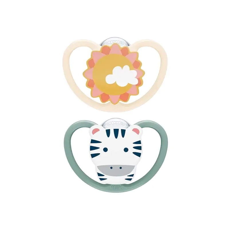 Nuk Chupete Space Zebra/Sol T2 6-18M Silicona , 2 unidades