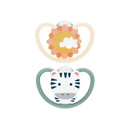 Nuk Chupete Space Zebra/Sol T2 6-18M Silicona , 2 unidades