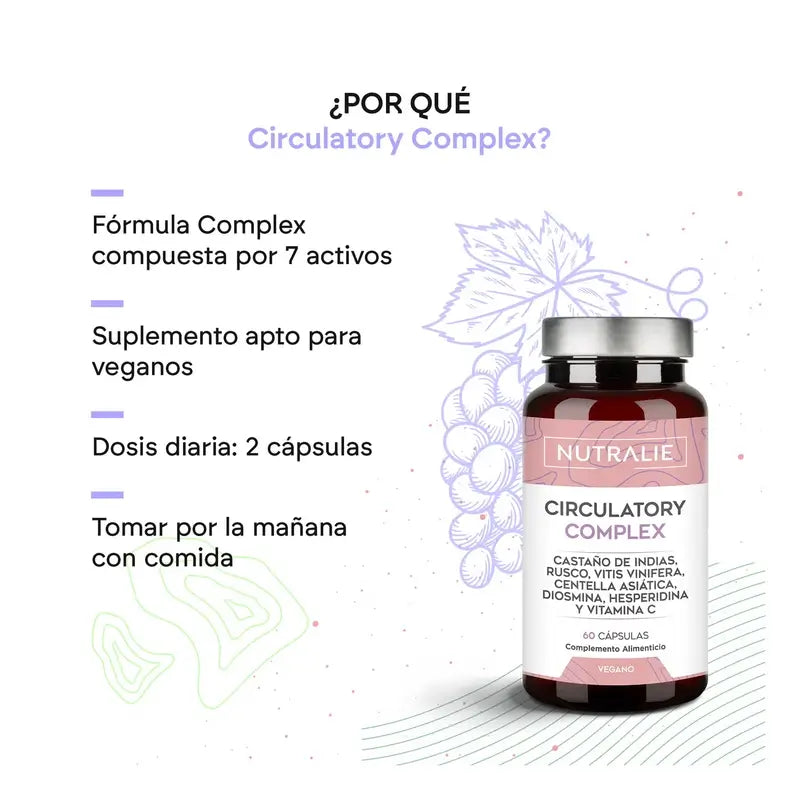 Nutralie Circulatory Complex Con Diosmina + Hesperidina, 60 cápsulas