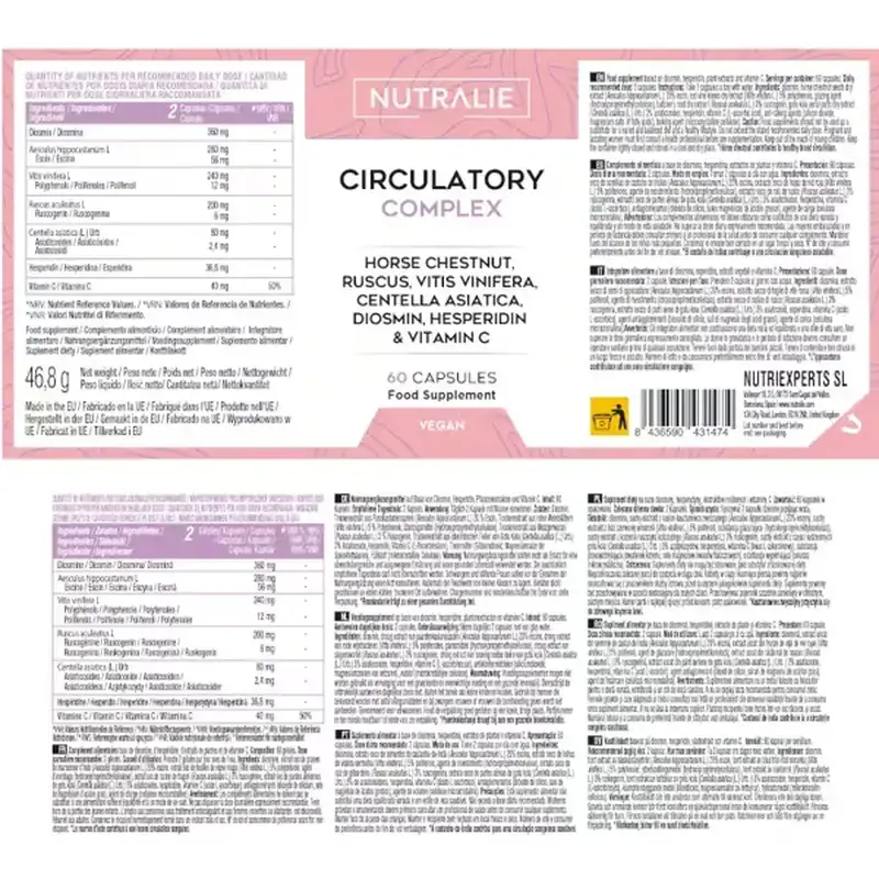 Nutralie Circulatory Complex Con Diosmina + Hesperidina, 60 cápsulas