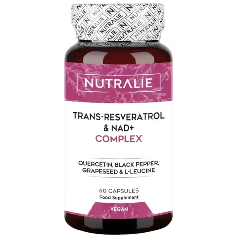 Nutralie Trans Resveratrol Y Nad+ Complex Con Quercetina + Piperina, 60 cápsulas