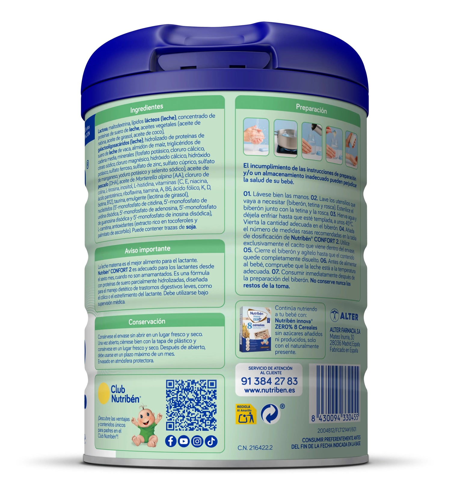 Nutribén Confort 2 Leche Continuación, 800 gr