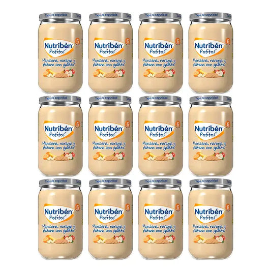 Nutriben Potito Manzana, Naranja Y Platano Con Galleta , 12 x 235 gr