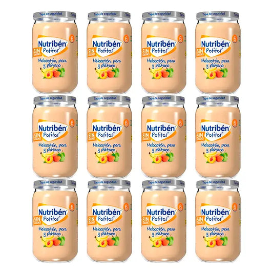 Nutriben Potito Melocotón, Pera Y Platano , 12 x 235 gr